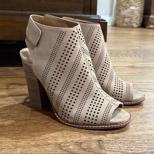 Gianni Bini Beige Perforated Heeled Boots